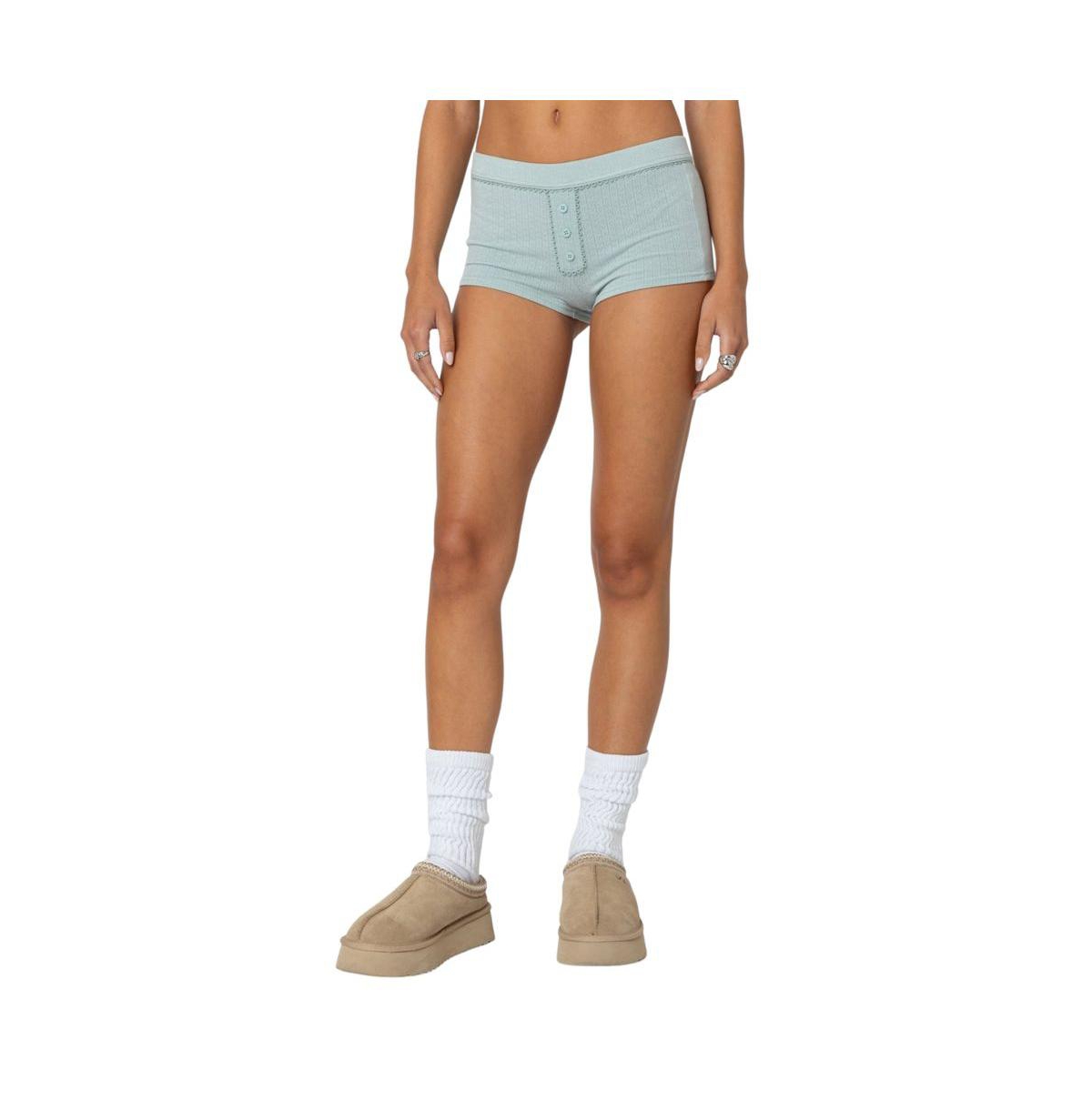 Women's Maelle Pointelle Micro Shorts - Sage
