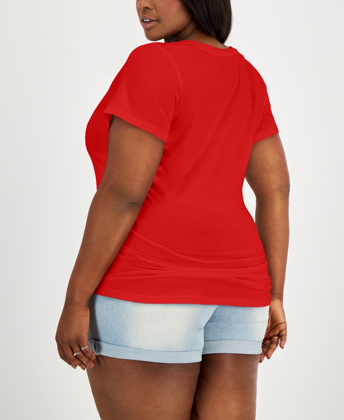Trendy Plus Size Scoop-Neck T-Shirt - Fiery Red