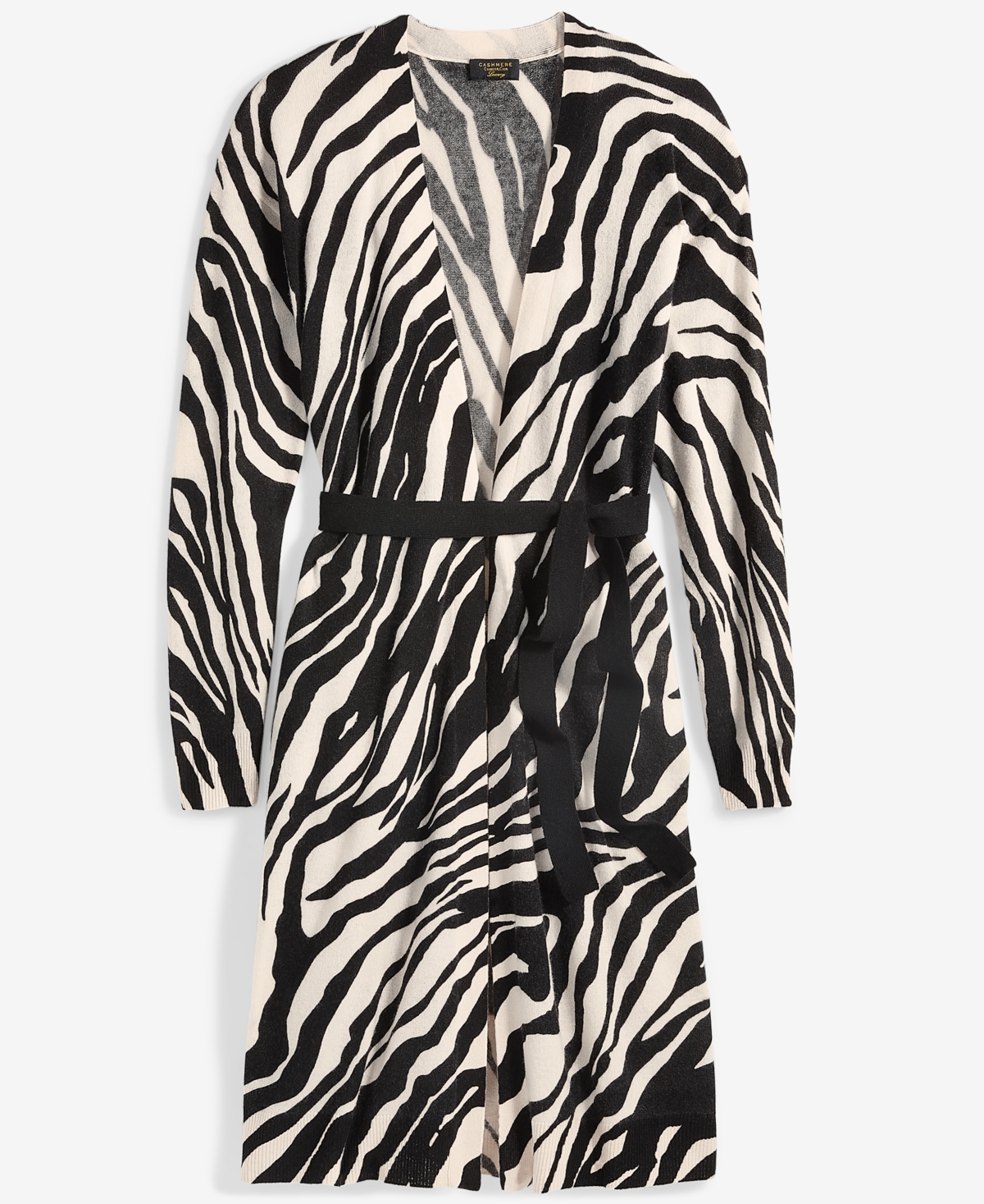 Charter Club Women's 100% Cashmere Zebra-Print Belted Duster, Created for Macy's