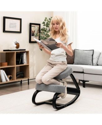 Rocking Kneeling Chair Ergonomic Posture Correcting Back Pain Padded Cushion