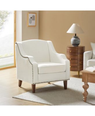 Orphne Contemporary Armchair with Solid Wood Legs