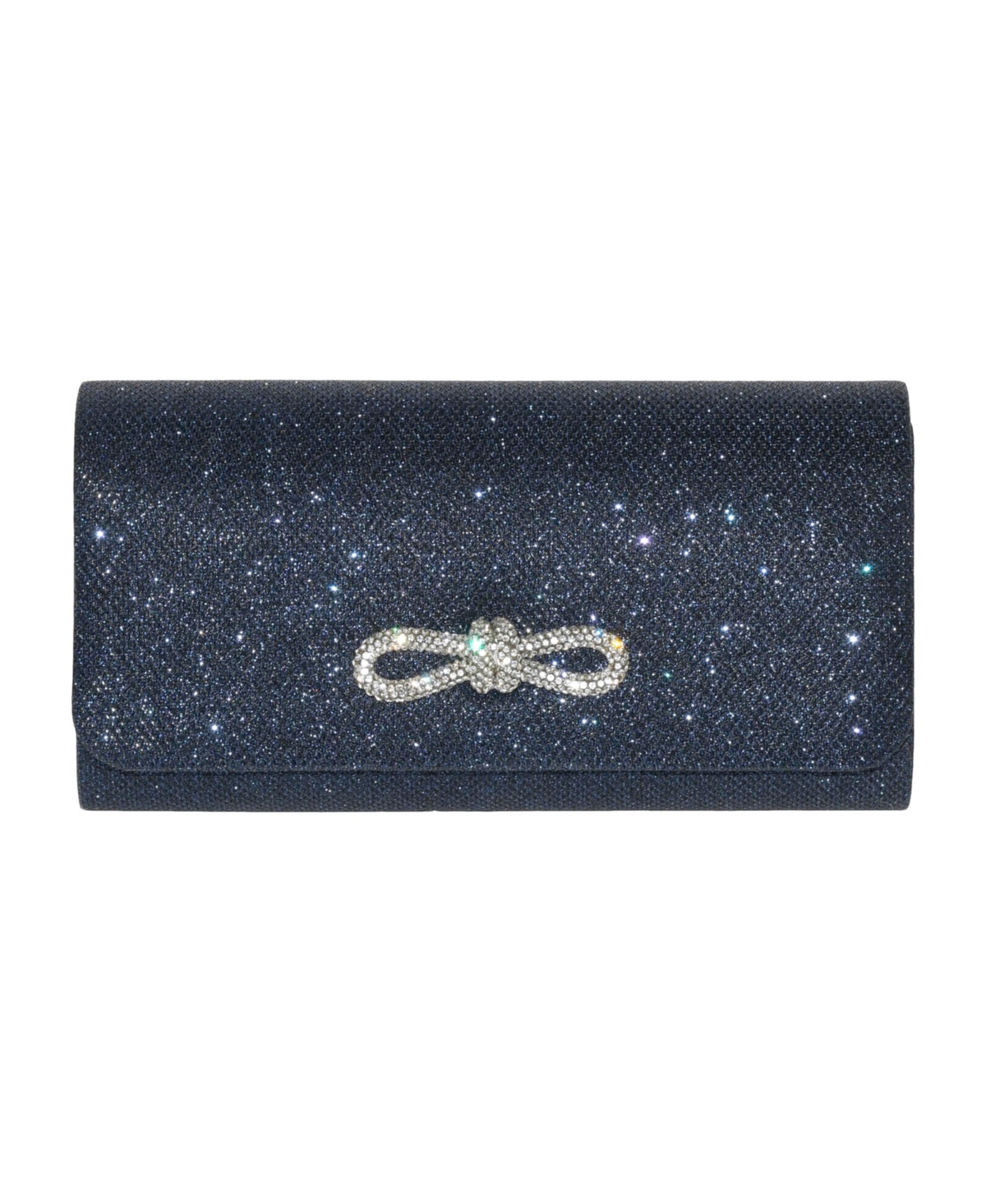 Ladies' Evening Bag with Glitter Bow - Navy
