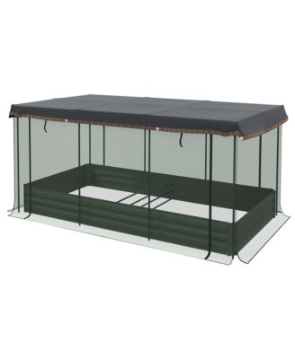 Galvanized Raised Garden Bed with Crop Cage & Shade Cloth,