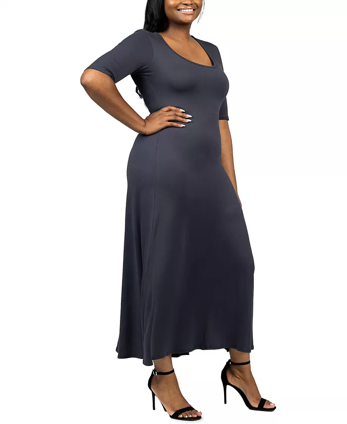 Plus Size Elbow Length Sleeve Maxi Dress - thumbnail 5