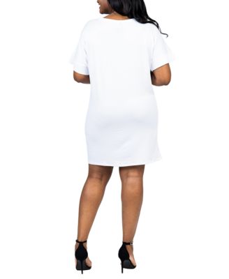 Plus Size Loose Fit V-Neck T Shirt Dress