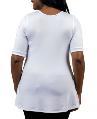 Plus Size Elbow Sleeve Henley Tunic Top