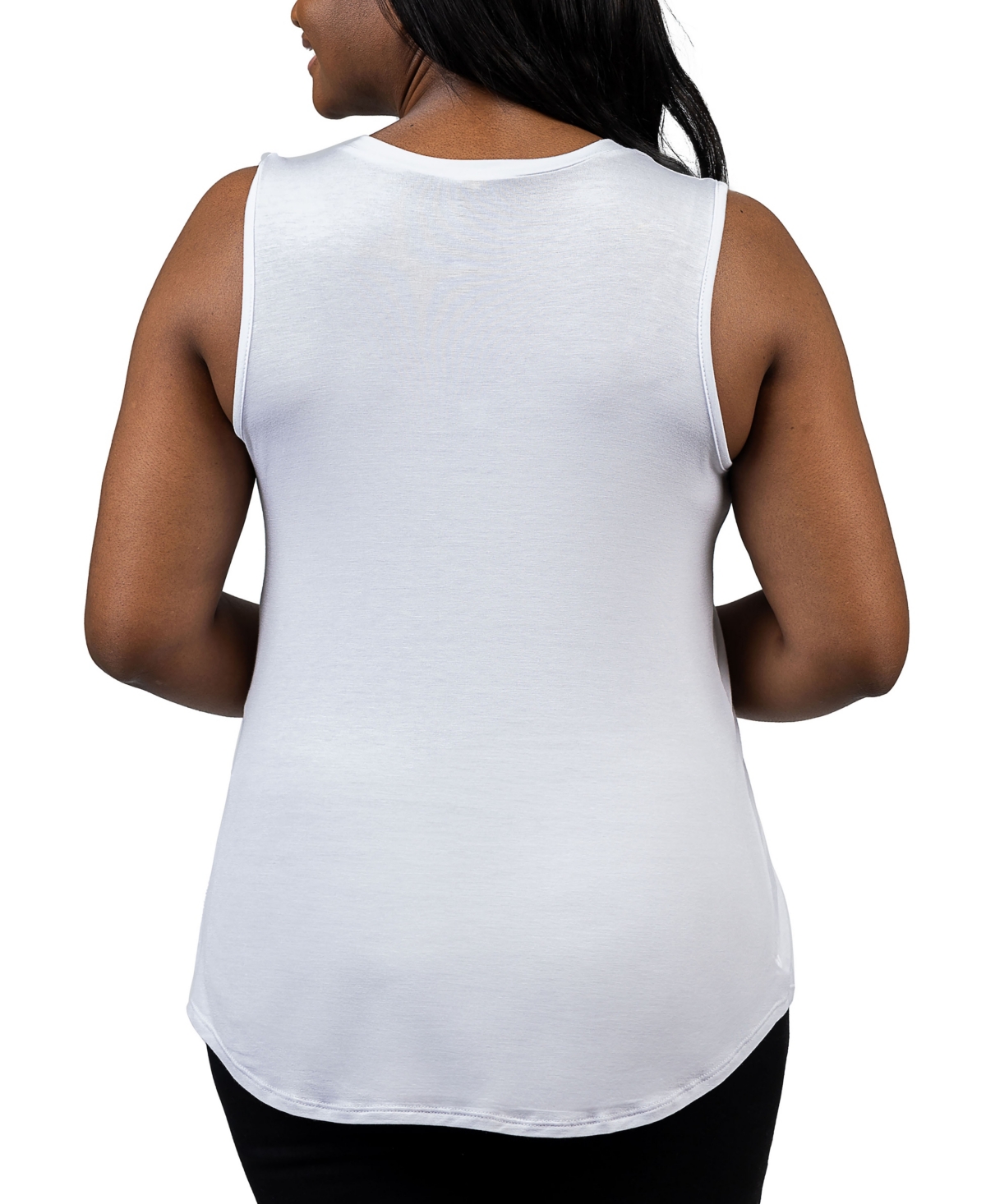 24seven Comfort Apparel Plus Size V-Neck Sleeveless Rounded Hemline Top