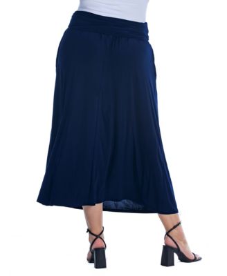 Plus Size Foldover Maxi Skirt With Pockets