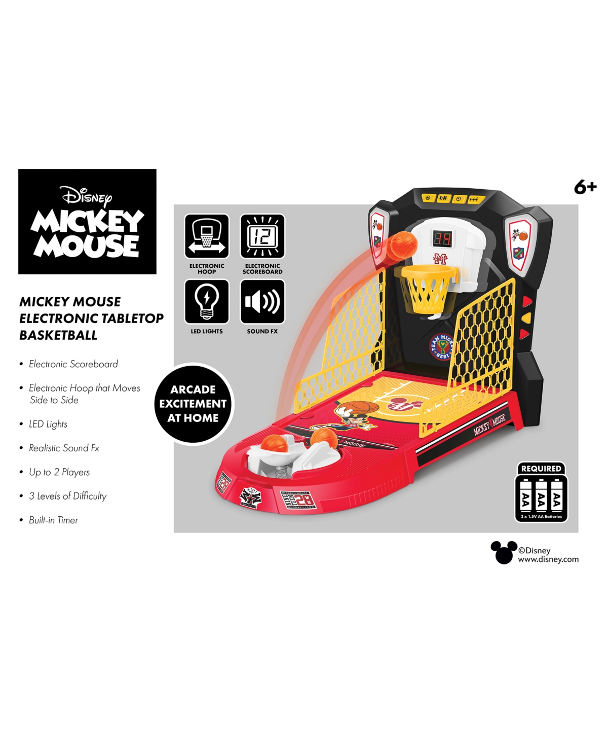 World Tech Toys Mickey Mouse Electric Tabletop Basketball Set In Multi