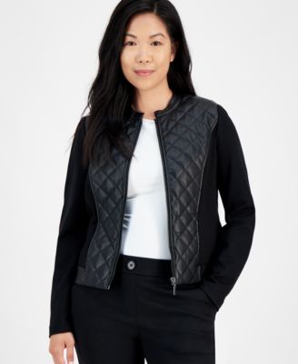 Anne Klein New York Black Woven Leather Jacket S EUC on sale