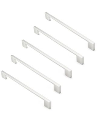 5 Pack Modern Kitchen Cabinet Handles 8.88" Satin Nickel- Cauldham