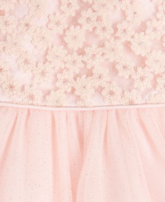 Rare Editions Baby Girls Embroidered Flower and Glitter Mesh Dress - Macy's