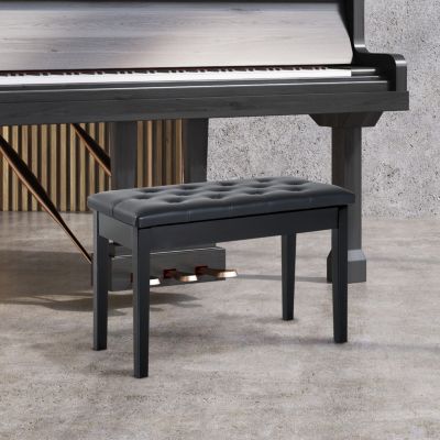 PU Leather Piano Bench Padded Double Duet Storage Upholste Seat