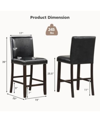 Set of 2 Bar Stools with Back for Kitchen Island