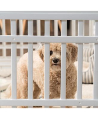 USA 24" Exercise 6-Panel Pet Playpen with Door, Dog Cat Playpen For Puppy Small Dogs Keep Pets Secure Easy Assemble Easy Storing Customizable Non-Skid Rubber Feet, White