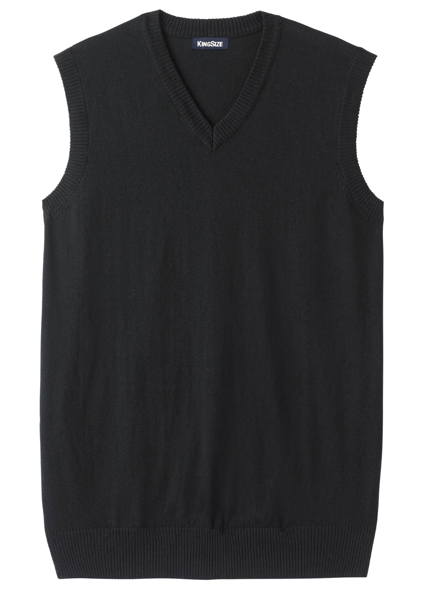 Мужской жилет KingSize Big & Tall Lightweight V-Neck Sweater Vest, цвет: Чёрный — фото 2