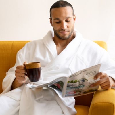 Pure Cotton Men Terry Cloth Bathrobe Super Absorbent Hotel Spa Robe