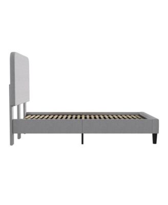 Remi Twin Platform Bed with Headboard - Fabric Upholstered Frame - 14 Wooden Slats - No Box Spring Required