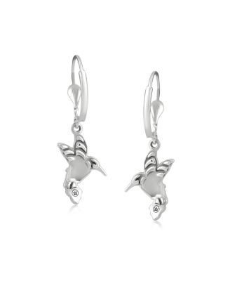 Sterling Silver Women's Drop & Dangle Earrings Genuine Gemstone Hummingbird Design