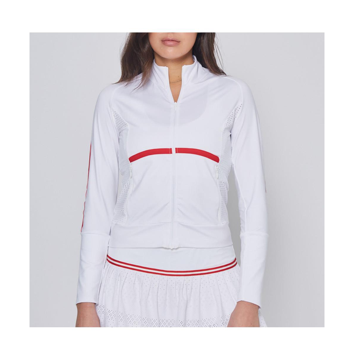 Women's Performance Full-Zip Jacket - White with red trim