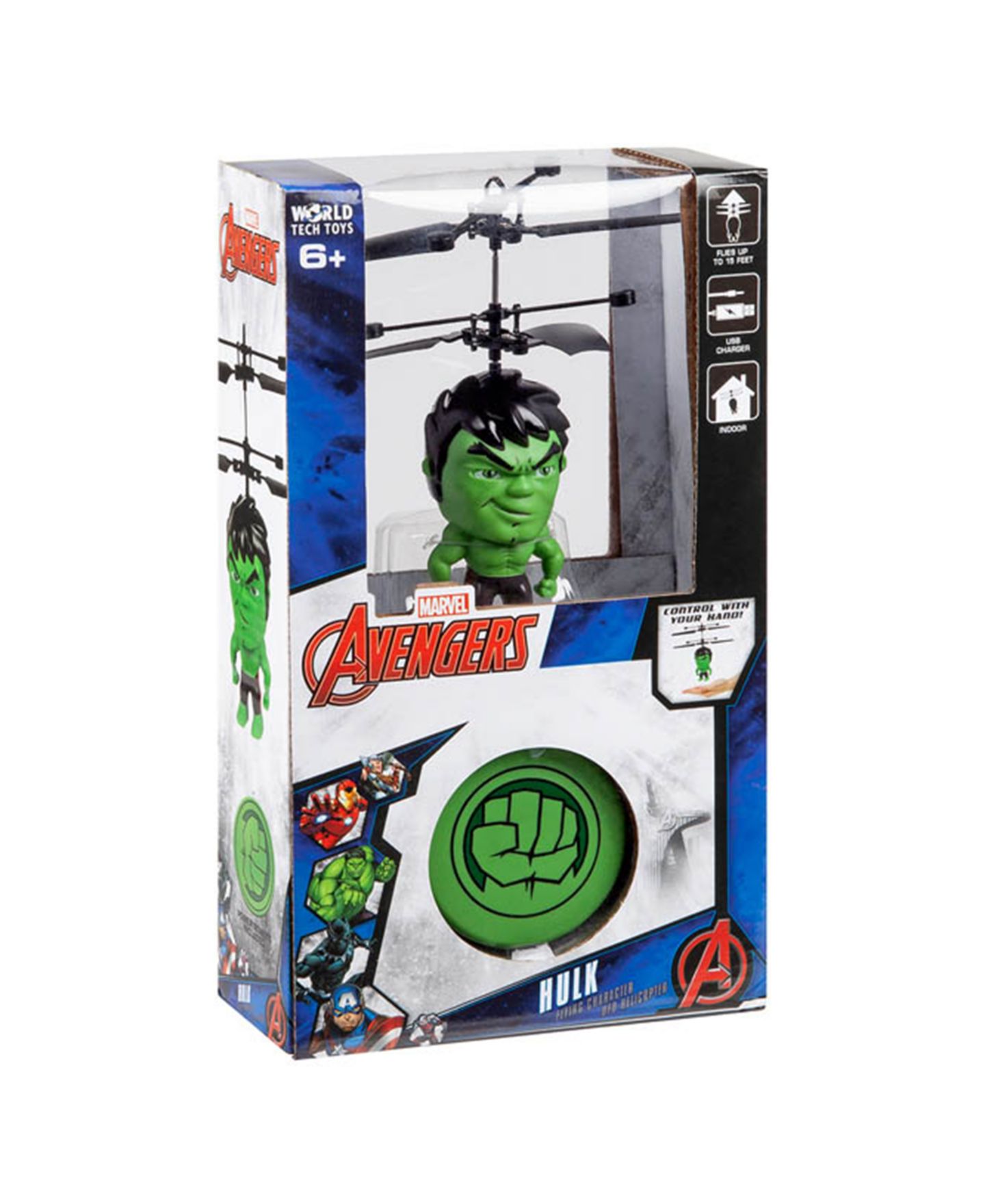 Детская игрушка World Tech Toys Marvel 3.5" Hulk Flying Figure IR Helicopter — фото 5
