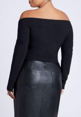 Women's Plus Size Wrap Front Cropped Sweater