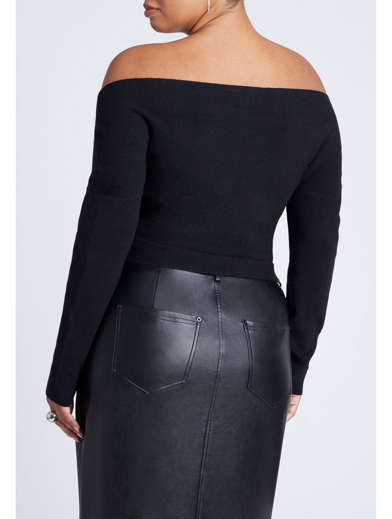 Women's Wrap Front Cropped Sweater