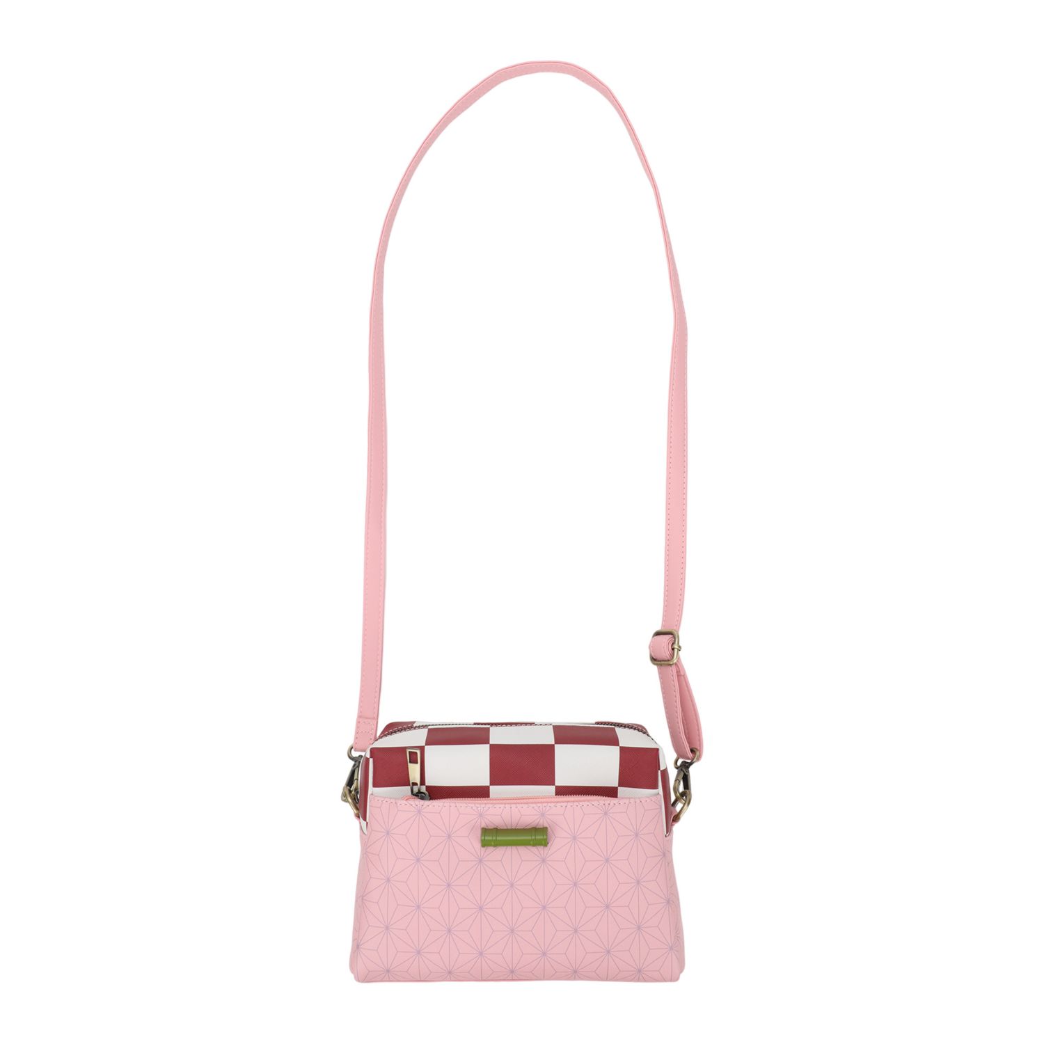 Nezuko Metal Badge Women's Pink Crossbody Handbag