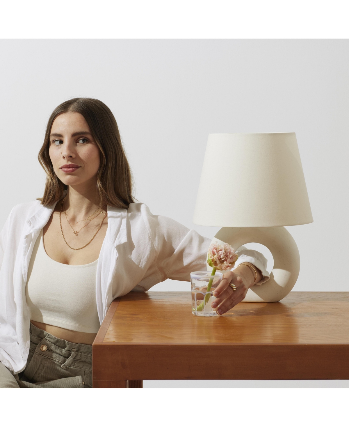 Chloe 15.5" Ceramic Contemporary Led Table Lamp