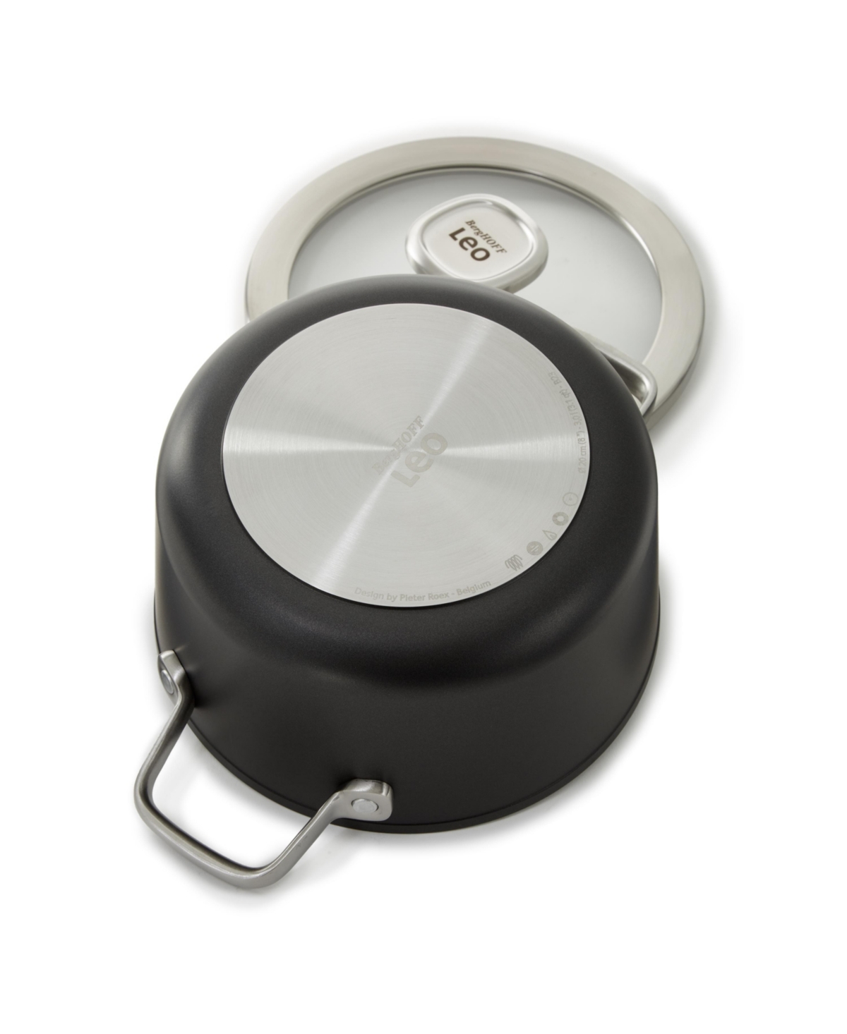 BergHOFF Graphite Non-stick Ceramic Stockpot 8", 3.3qt. With Glass Lid, Sustainable Recycled Material