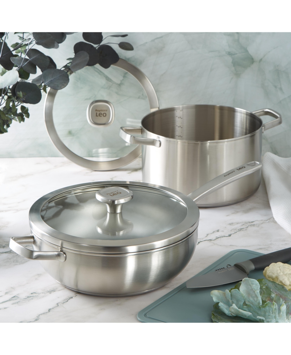 BergHOFF Graphite 4Pc Cookware Set With Glass Lids, Recycled 18/10 Stainless Steel