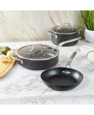 Essentials 5Pc Non-stick Hard Anodized Cookware Starter Set, Black