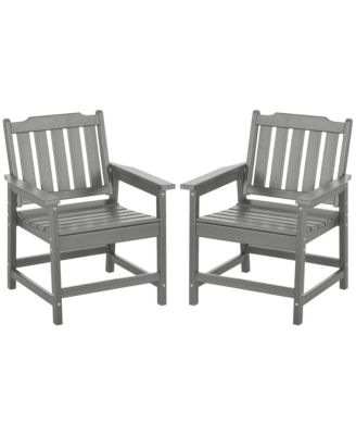 2 Piece Patio Chair with Armrests, Slatted Back Armchair
