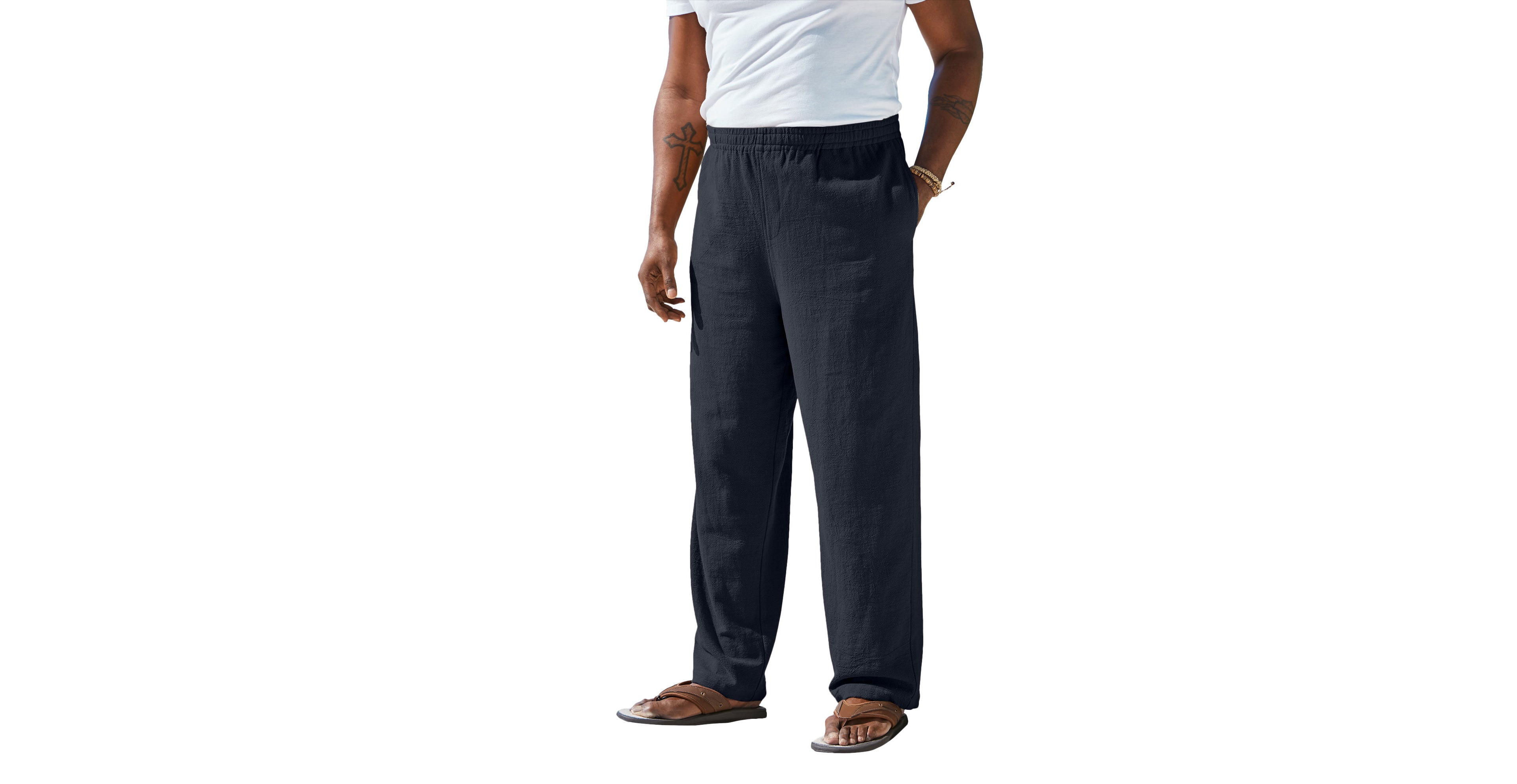 KingSize Big & Tall Elastic Waist Gauze Cotton Pants