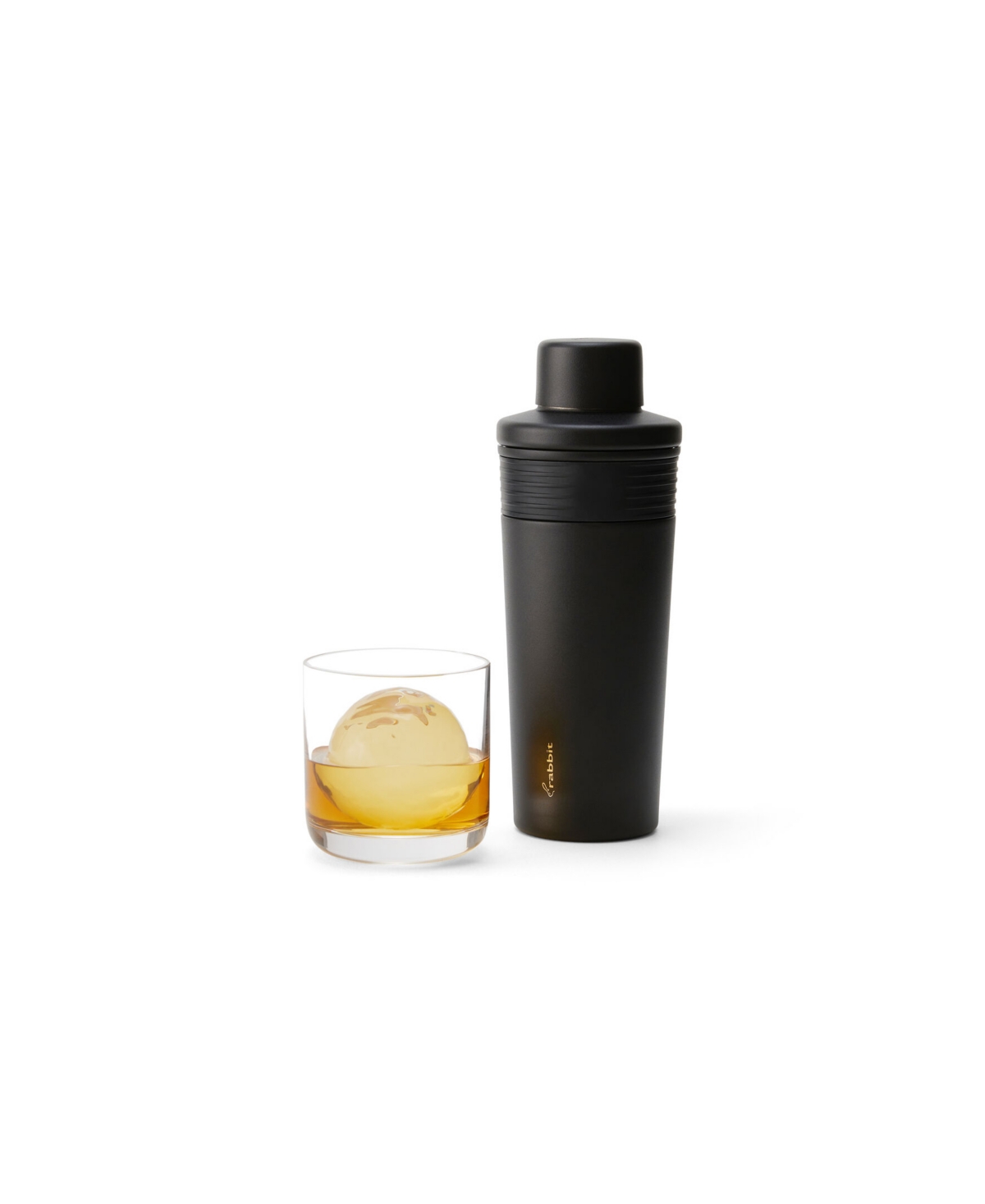 Rabbit 18 oz Stainless Steel Cocktail Shaker, Multi-use Stainless Steel Topper With 1.5 oz Shot Cap And Str In Black