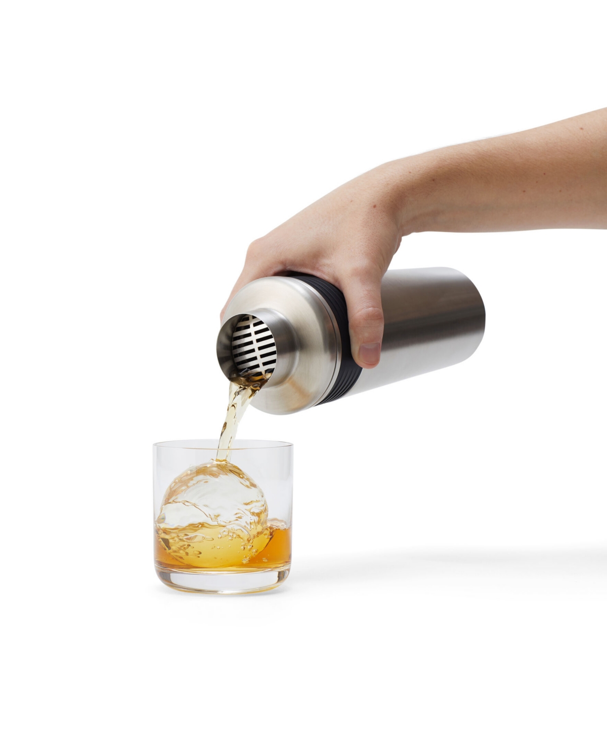 RABBIT 18 OZ DOUBLE INSULATED STAINLESS STEEL COCKTAIL SHAKER WITH 1.5 OZ SHOT CAP AND STRAINER 
