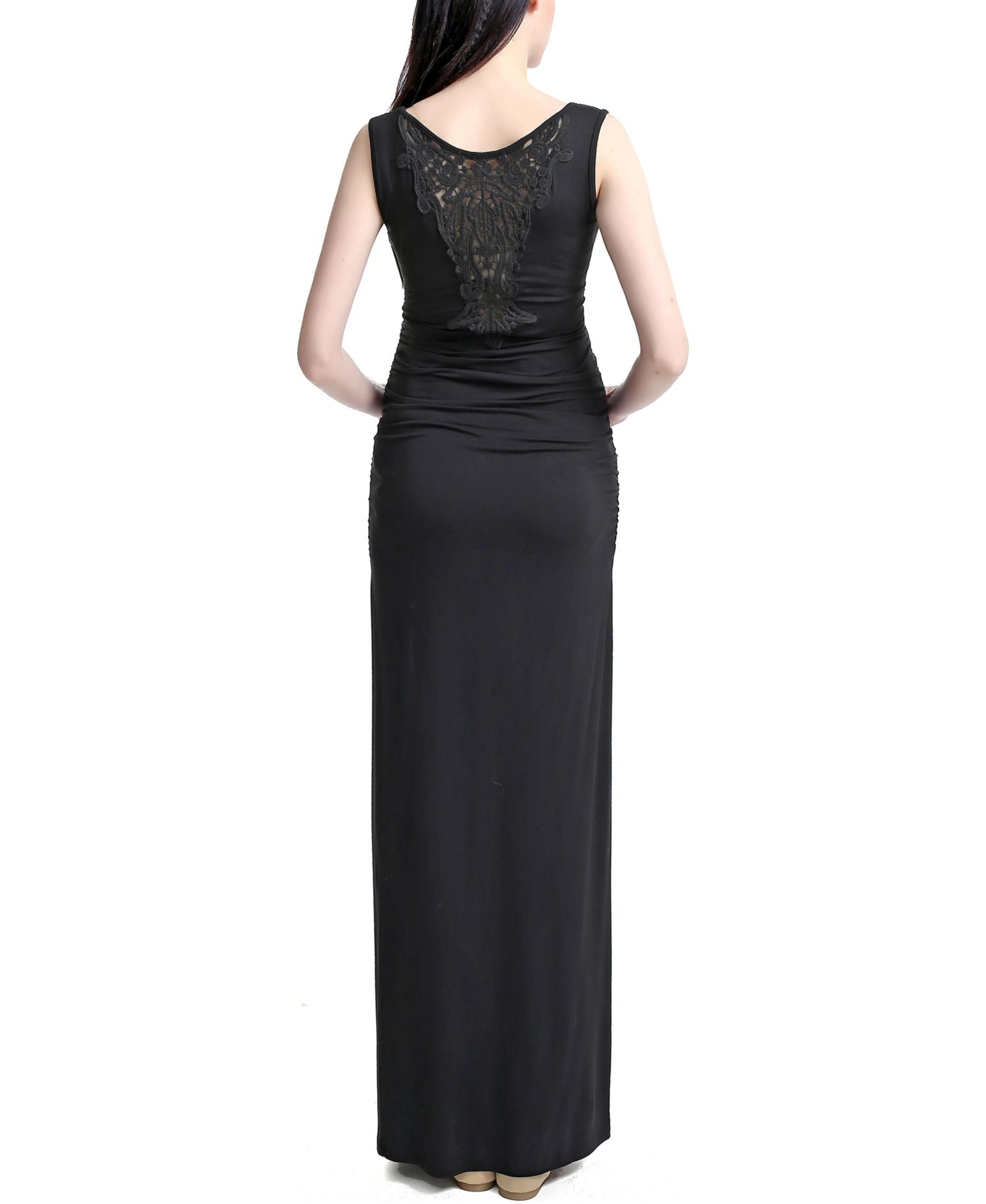 Women's V-Necl Lace Back Maxi Dress