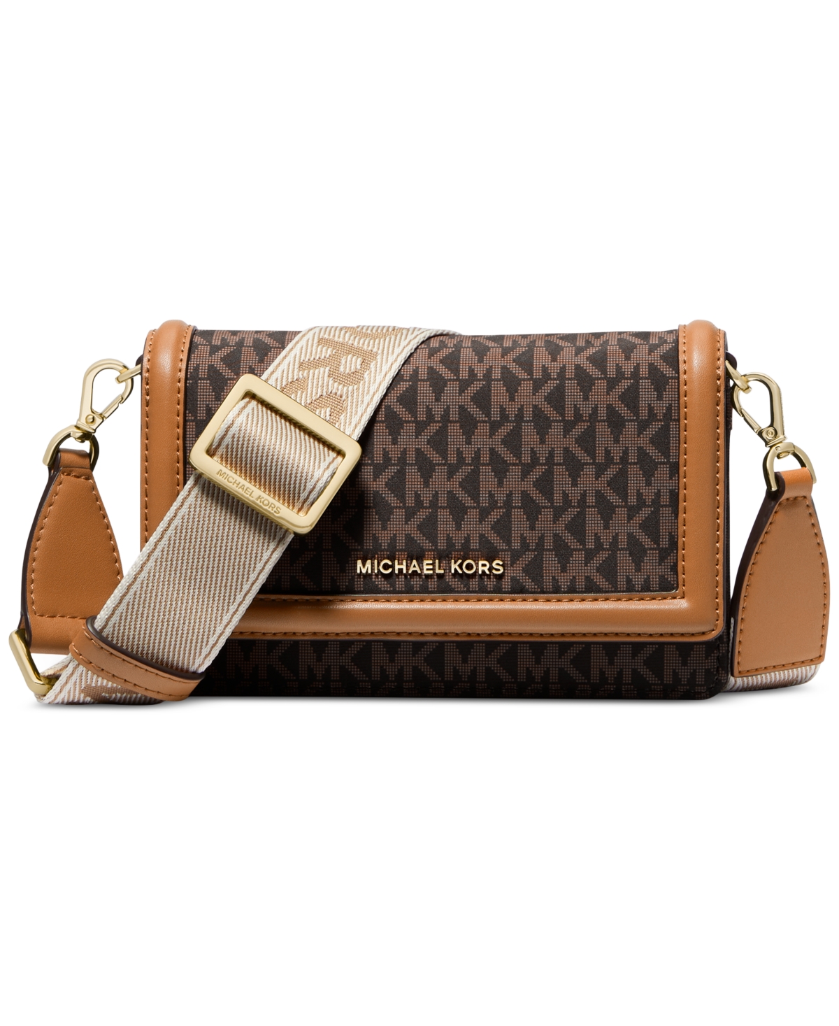 Michael Kors Michael  Jet Set Small Logo Crossbody In Brn,acorn