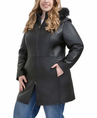 Plus Size Greta Leather Parka Coat