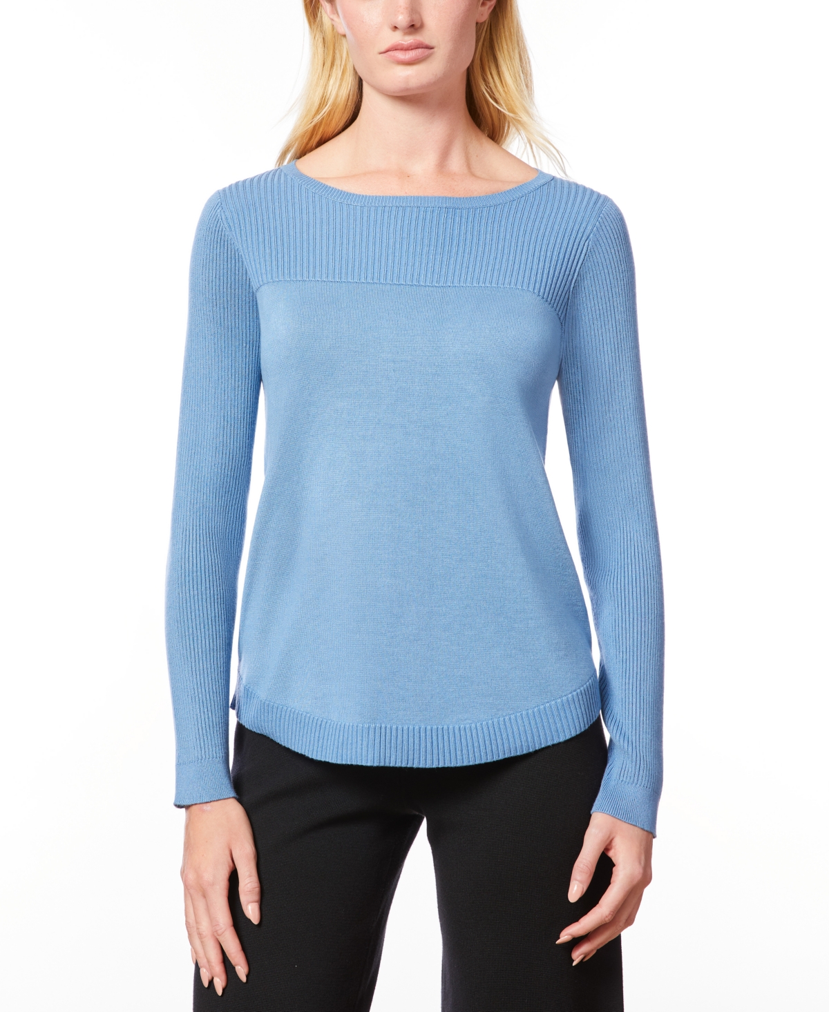 Women's Petite Boat Neck Long-Sleeve Sweater - Cabarnet Red