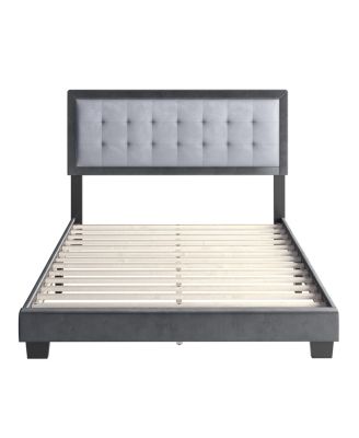 Pisa Velvet Upholstered Platform Bed Frame with Adjustable Headboard - Boyd Sleep