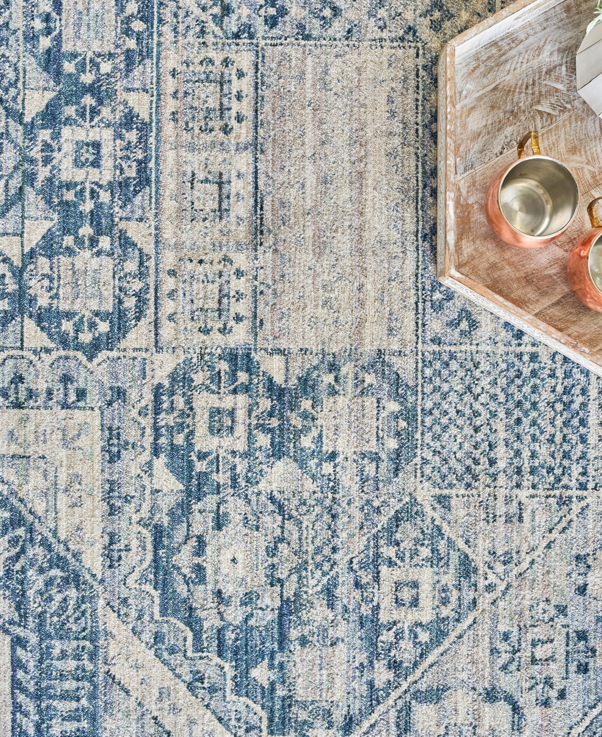 The Met X Exquisite Rugs Vintage Looms Vtl-70 4'x6' Area Rug In Mist,blue