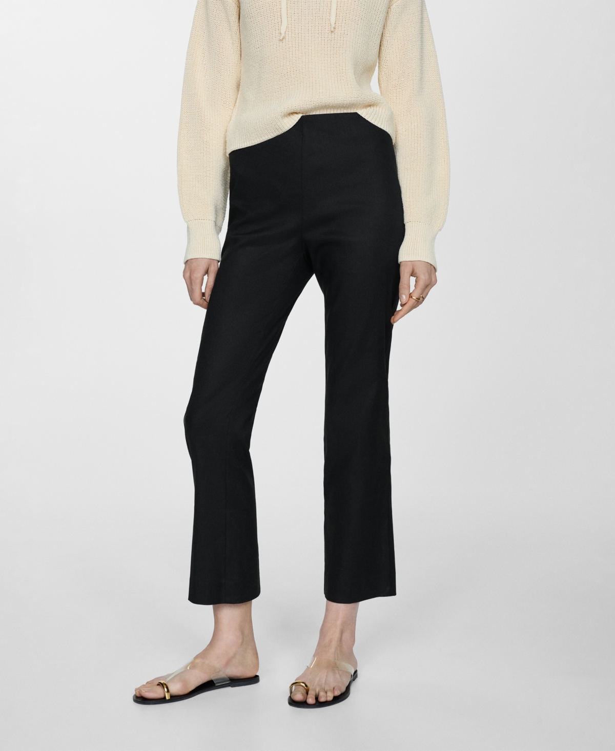 Mango Women's Linen Flare Trousers