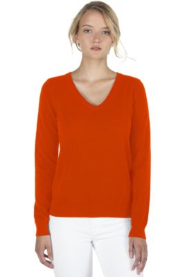 Women's 100% Pure Cashmere Long Sleeve Pullover V Neck Sweater