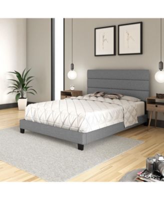 Ravenna Upholstered Linen Adjustable Height Headboard Platform Bed Frame