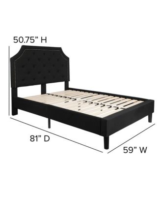 Provence Platform Bed With Slatted Support Contemporary Tufted Upholstery With Accent Nail Trim