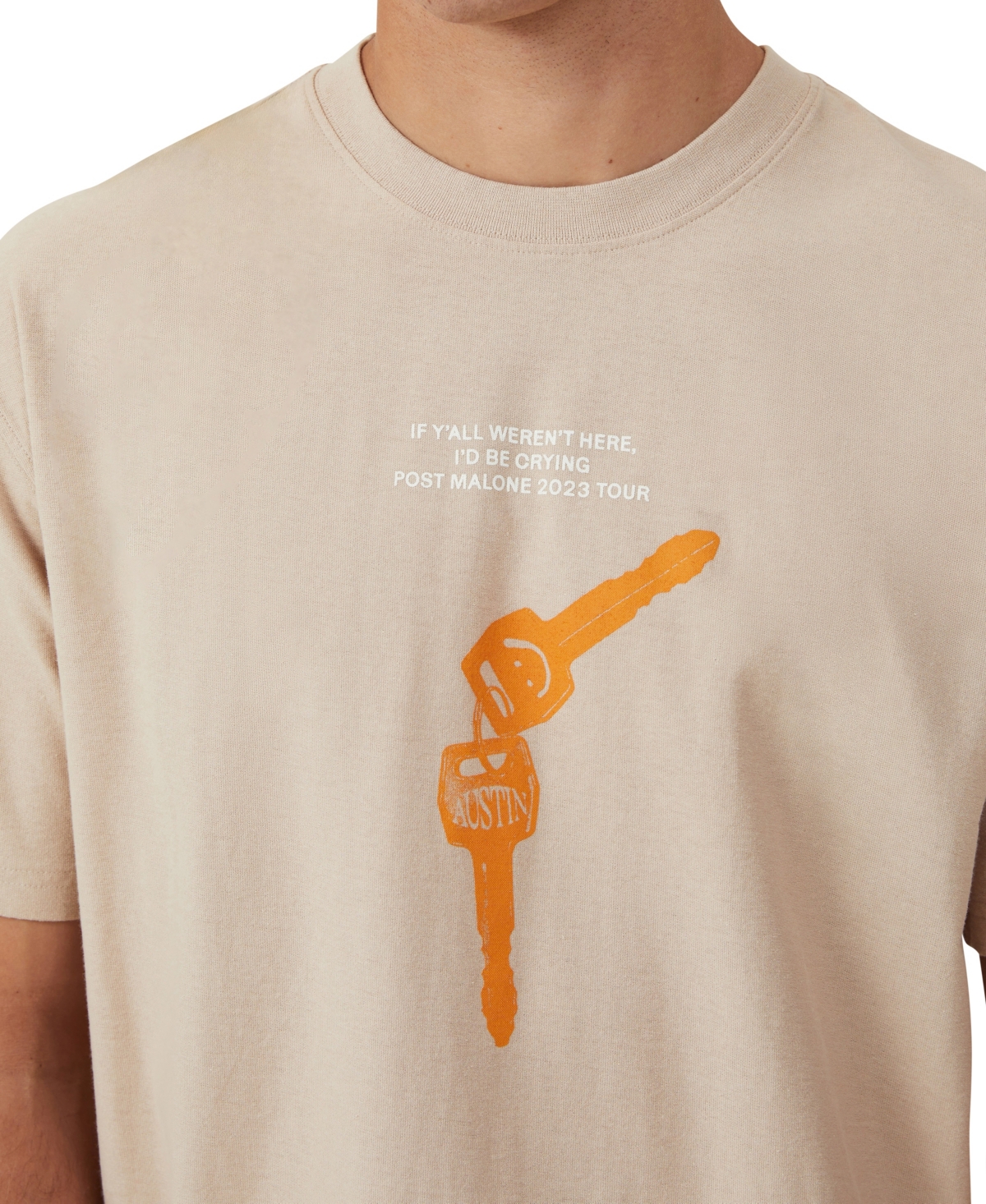 Cotton On Men's Loose Fit Music T-Shirt -/ Post Malone - Keys