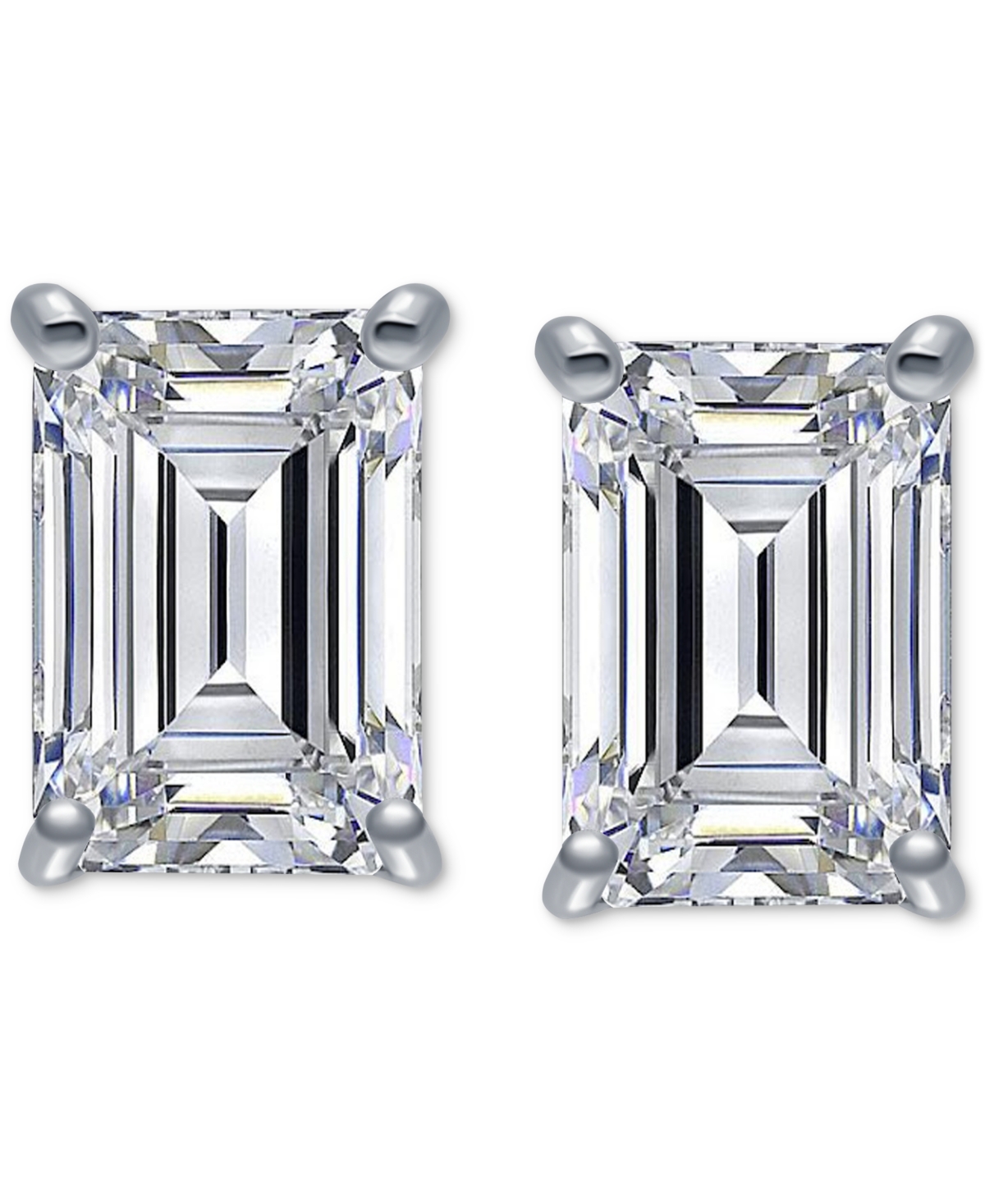 Giani Bernini Cubic Zirconia Baguette Solitaire Stud Earrings, Created For Macy's In Silver