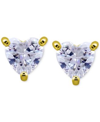Cubic Zirconia Heart Solitaire Stud Earrings, Created for Macy's