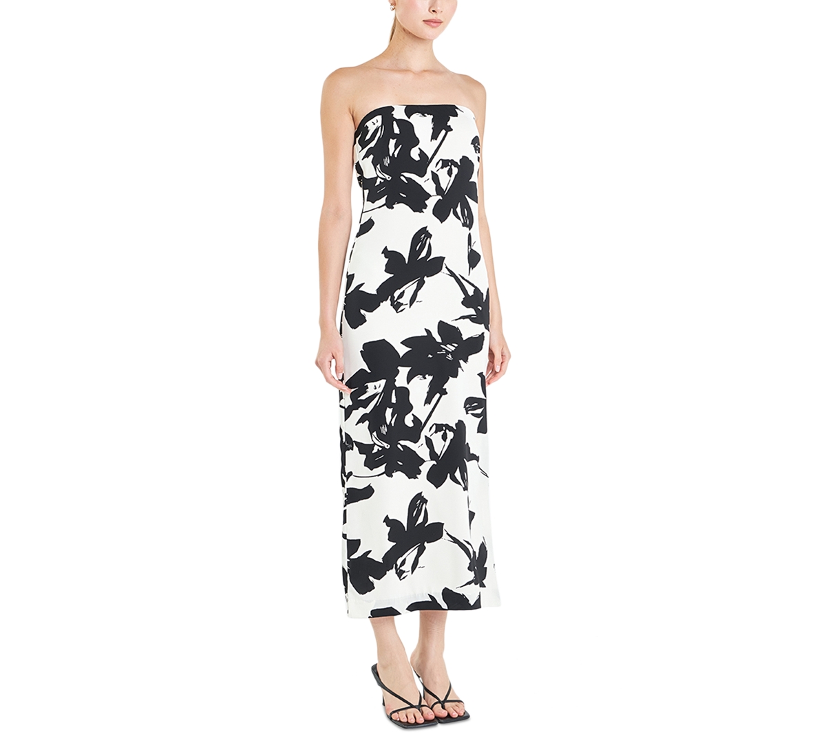 endless rose Women's Printed Strapless Maxi Dress -blac